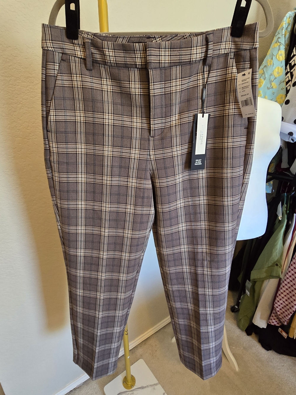Liverpool 10/30 $109 NWT Plaid Trousers in Brown and Cream